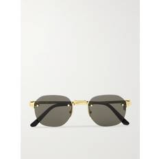 Cartier Eyewear - Santos de Cartier Rimless Oval-Frame Gold-Tone Sunglasses - Men - Gold