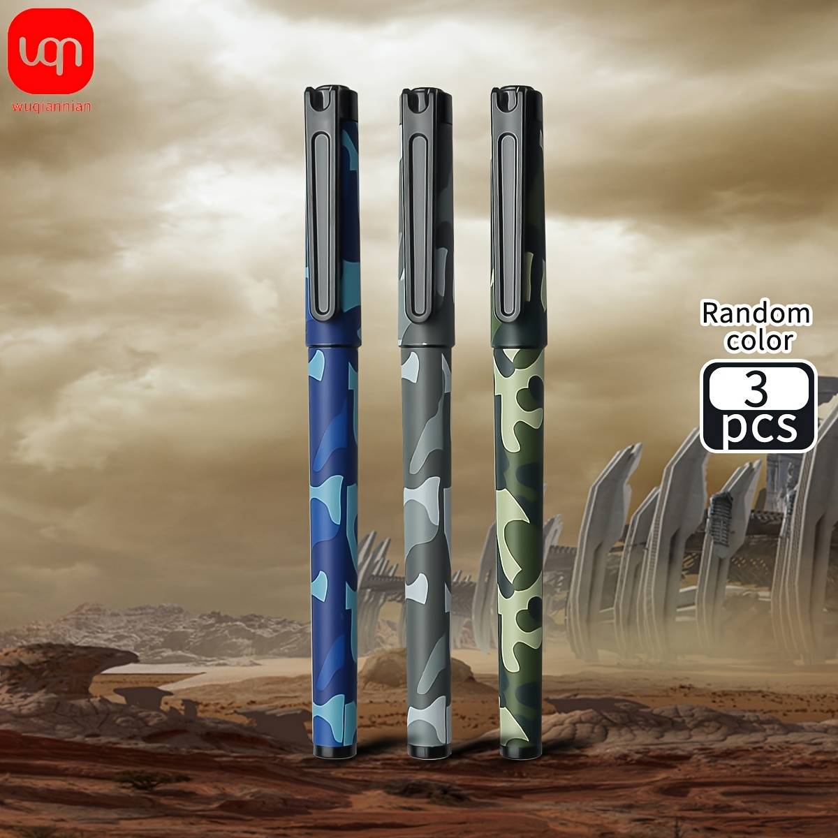 3/6pcs Camouflage Design Random Color Gel Pens, 0.5 Mm Tip, , Quick-drying, Comfortable Grip, Special Pen For Soldiers, Suitable For Writing And Meetings, Back-to-