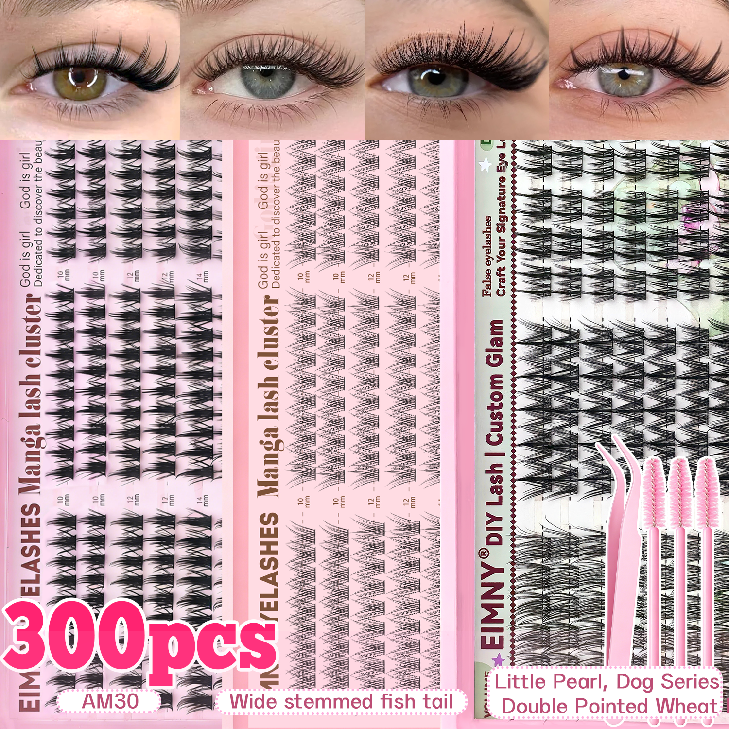 EIMNY 300PCS Manga & Comic Eye Lash, Individual Cluster Lashes, Beginner-Friendly Creates Stunning Manga And Comic Eye Looks