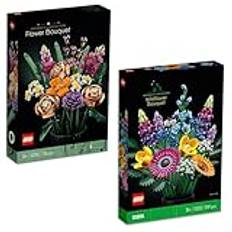 Lego blombukett med 2 delar: 10280 blombukett och 10313 vild blombukett, unik presentidé, konstgjorda växter, byggkul för vuxna, botanisk samling, ikoner