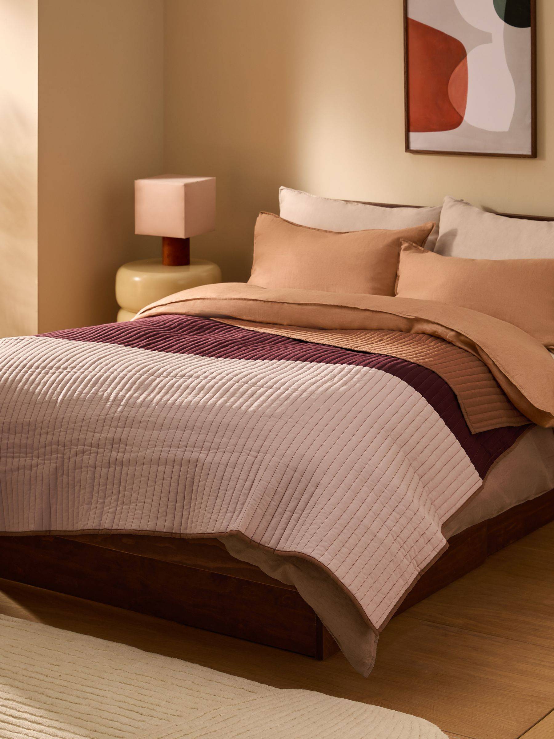 MADE. COM MADE. COM Pink Imleda Quilted Cotton Bedspread