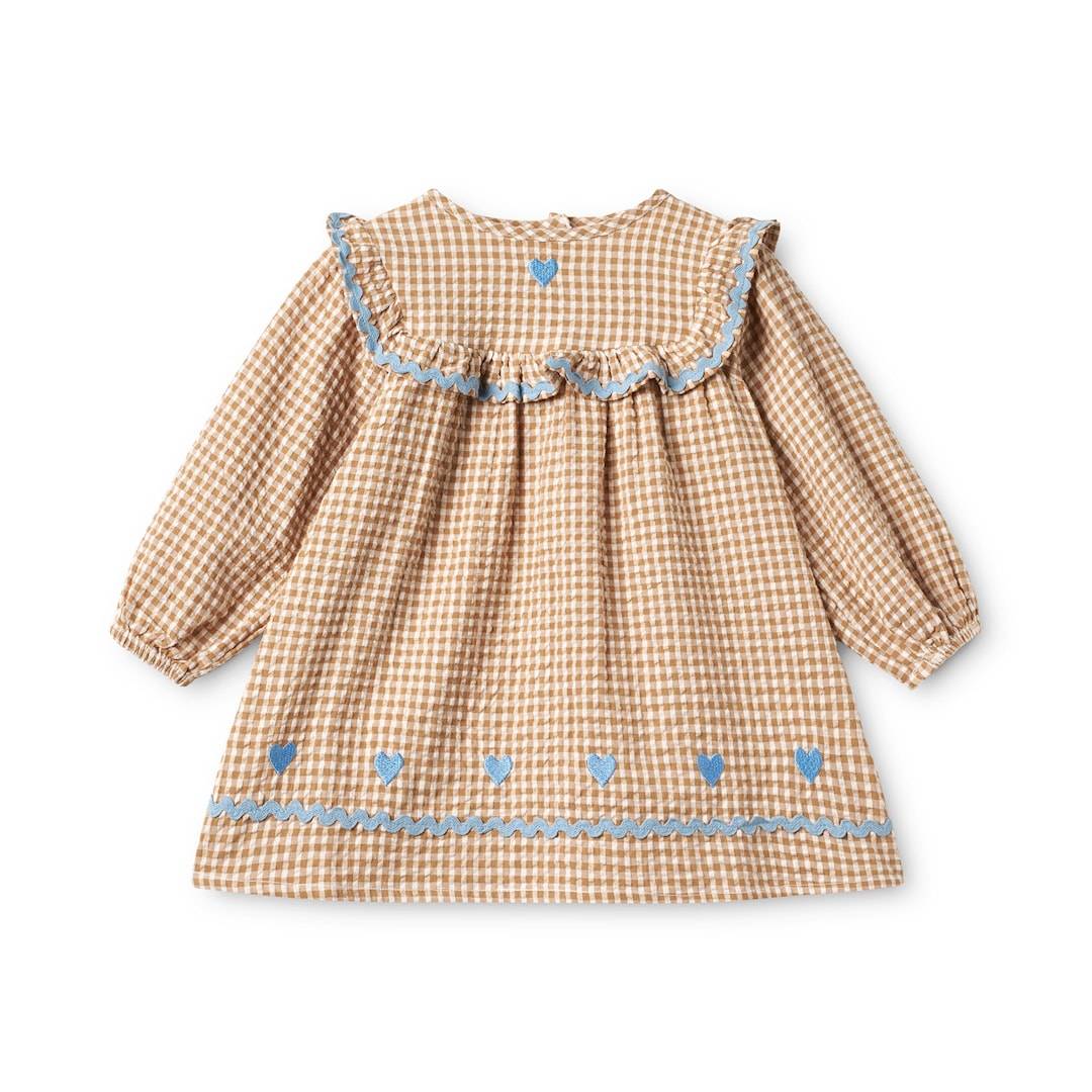 Flöss Ellis Dress Coffee Gingham Coffee Gingham 128 cm Beige 128 cm Piger
