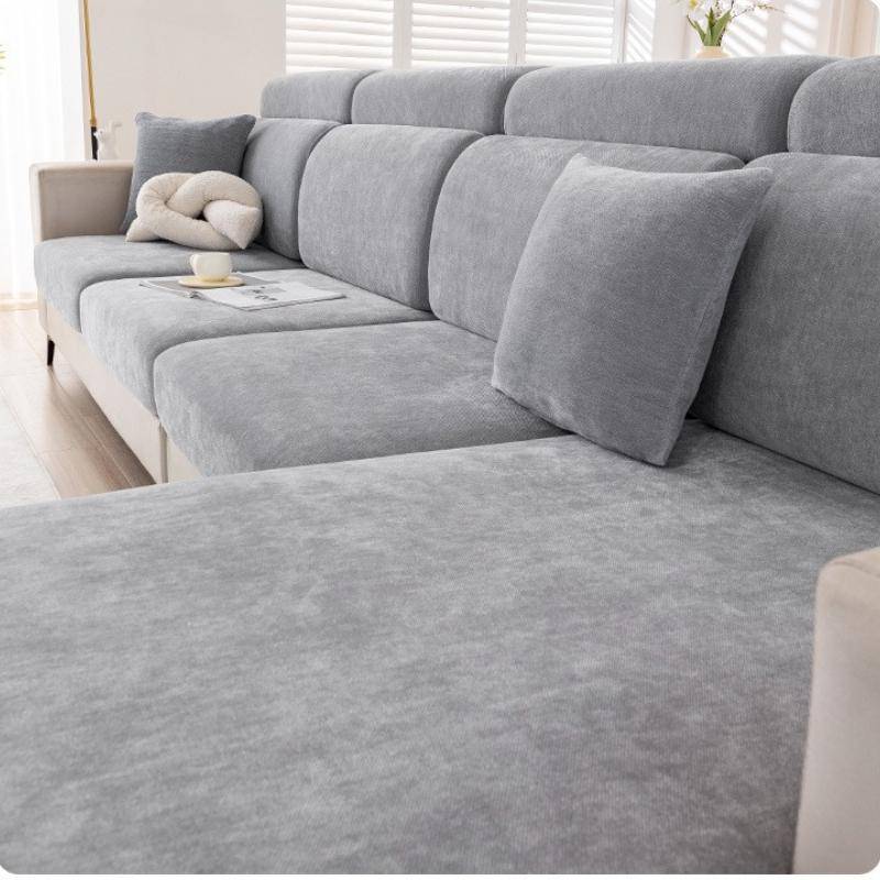 Universellt Elastiskt Sofföverdrag Fullt Ryggstöd Nackstöd Överdrag Enkel Stil Chenille Sittkuddsöverdrag För Vardagsrumsmöbler beige