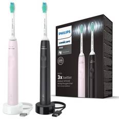 Philips Sonicare eltandborste 3100 Series 2-pack Ljusrosa & Svart