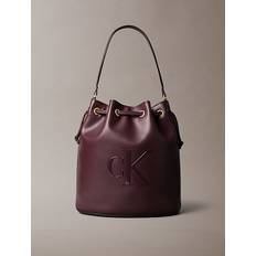 Embossed Monogram Logo Bucket Bag - Burgundy - One Size
