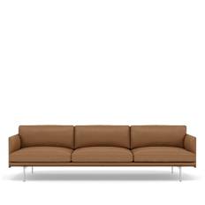 Muuto Outline Sofa - 3.5pers. - Cognac Refine Læder - Alu Stel