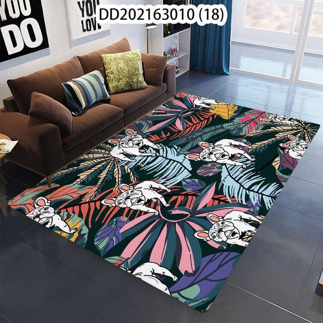 Green Plants Leaves Animals Large Rugs Carpets Anti Slip Washable Floor Mats for Living Room Bedroom Decor 80x120cm