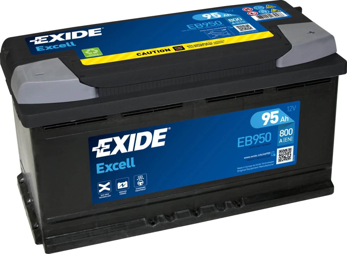 Startbatteri - Exide Excell EB950 - 12V (95ah / 800cca)