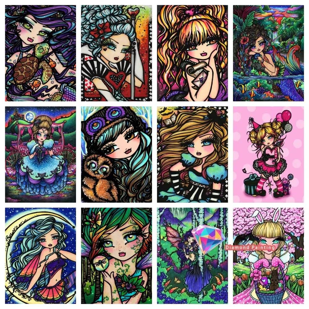 Cartoon Color Girl Diamond Painting Kit Square Round Diamond 5D DIY Mosaic Handmade Art Unique Exquisite Gift Crafts Home Decor