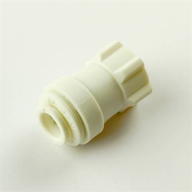 Hvid nippel forskruning indvendig 7/16" gevind - til 1/4" Pex.