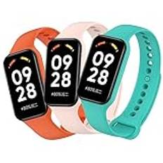 Xisair 3 stycken Kompatibel rem för Xiaomi Redmi Smart Band 2 Silikonrem för Redmi Smart Band 2 Sport Armband Tillbehör Watch Redmi Band 2 Rem, Orange & Rosa & Sjögrön, para Xiaomi Redmi Smart Band 2