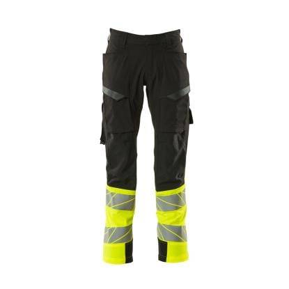 MASCOT ACCELERATE SAFE arbejdsbukser med lårlommer, sort/hi-vis gul - 90C60
