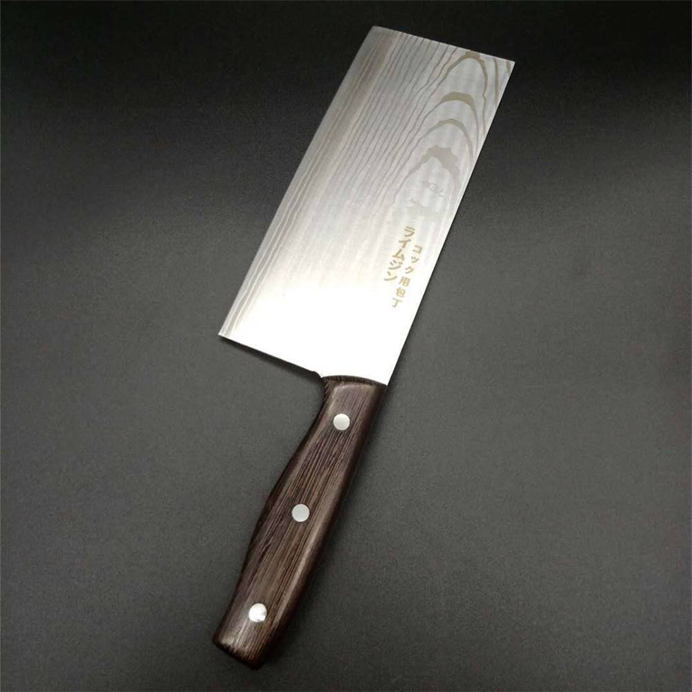 Japanese Stainless Steel Knife Damascus Pattern Chef'S Kitchen Knife Tool With Wooden Handle Mulberry Knife Sharp Slicing Knife