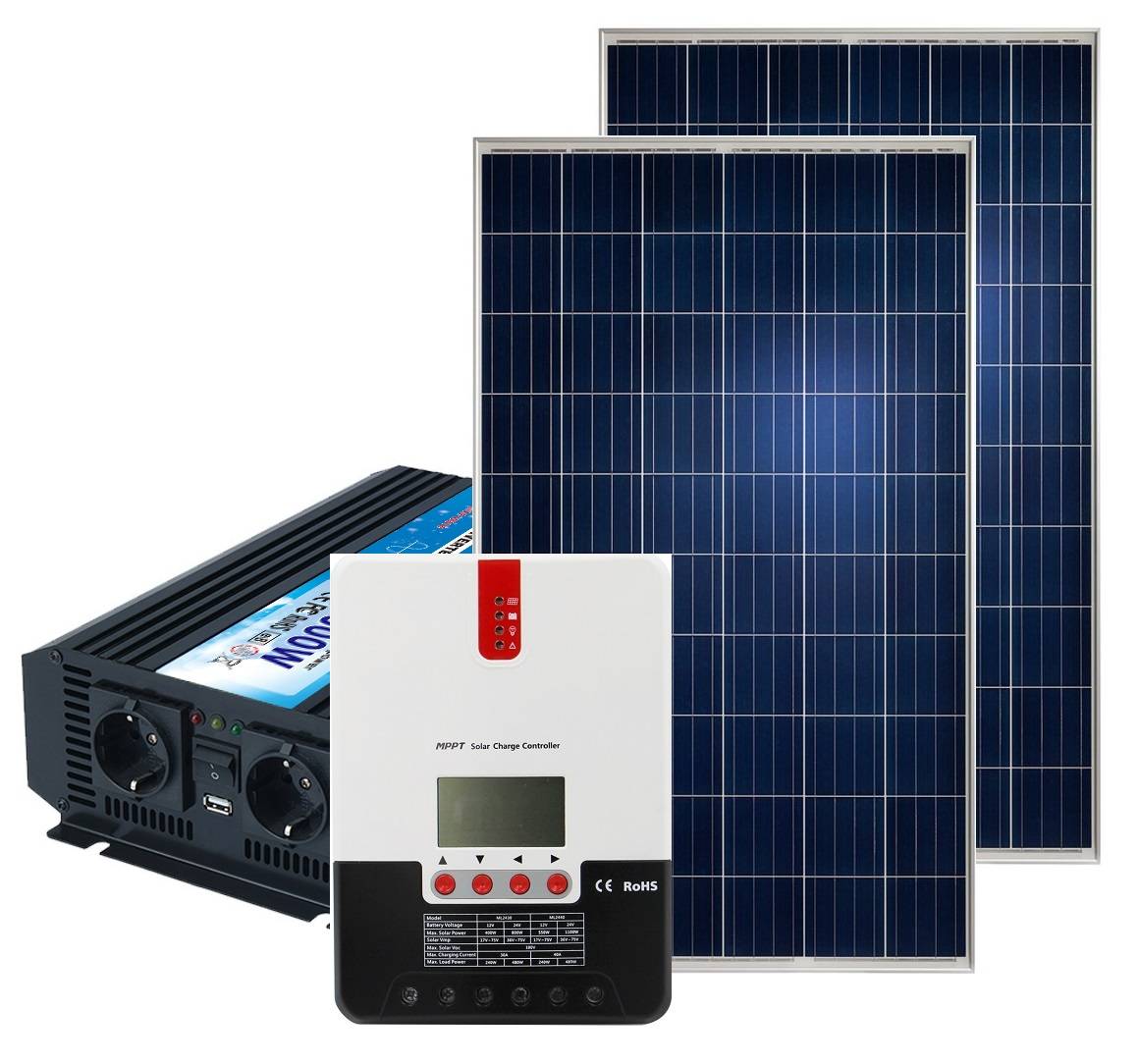 Solpanelspaket för stuga - 230V 300W 300Wp
