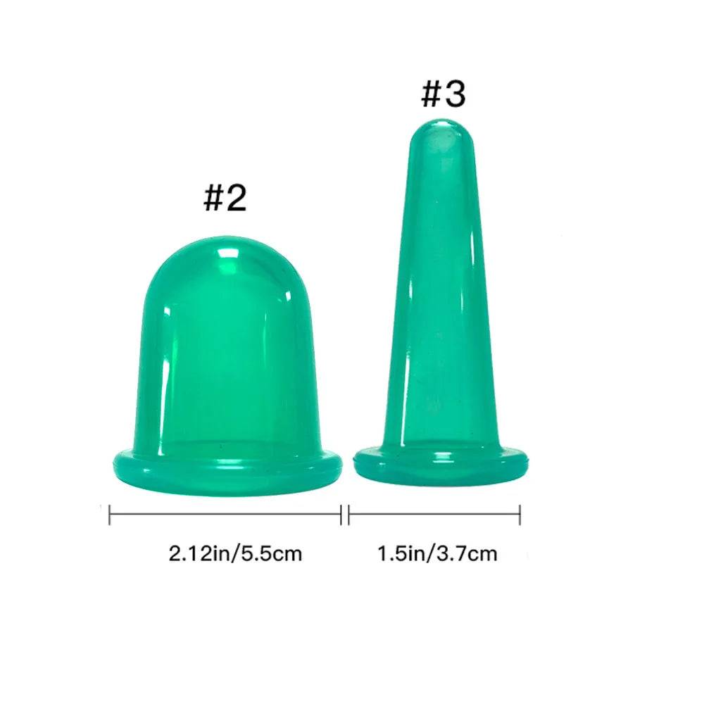 Silicone Vacuum Cupping Massage Jars Anti Cellulite - Green-23
