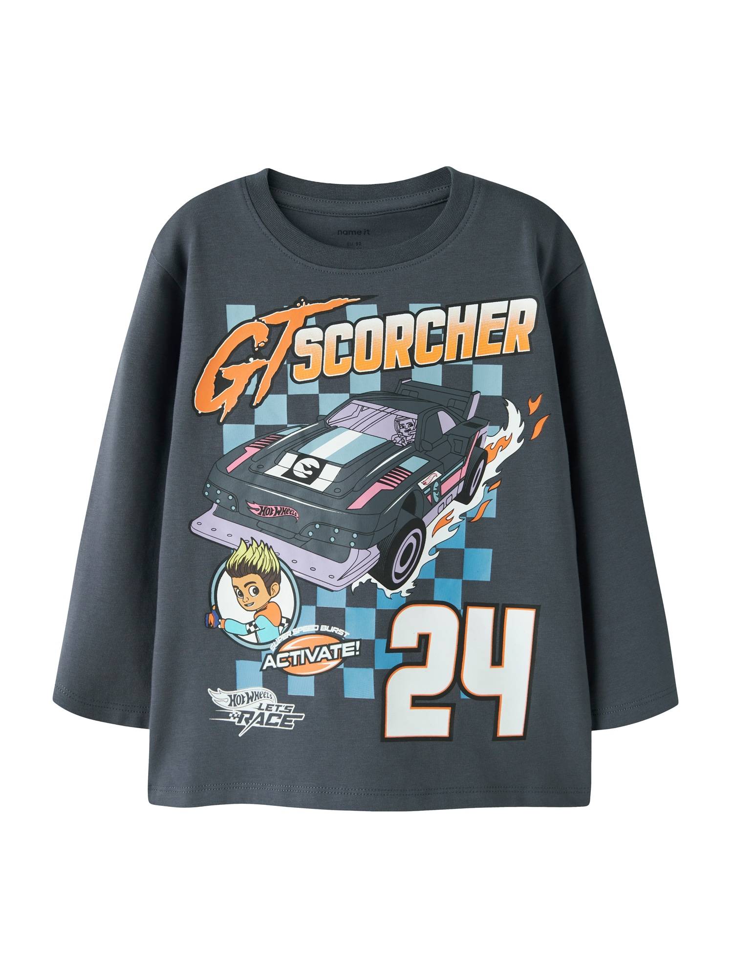 NAME IT Shirts 'NMMSTEVEN HOTWHEELS'  mørkeblå / orange / hvid