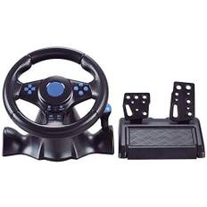 Pc Steering Wheel Game Racing Wheel, Universal USB Car 180-graders racerratt med pedaler för 360/PS3/P2/PC (Färg: Blå)