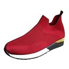 Dam löparskor sneakers slip-on sportskor sneakers andas tennisskor fritid träningsskor dam joggingbyxor lätta promenadskor damskor funky sommarskor skor skor, röd, 36 EU