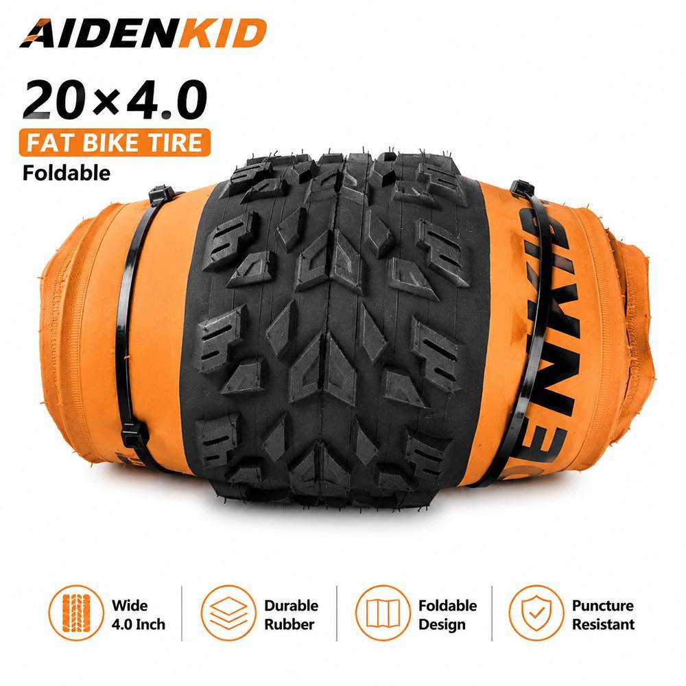 AIDENKID 20 x4.0 Vikbar Fat Tire för Elcykel, Terräng Berg Snö Strand Cykeldäck, Punkteringssäker Brett Däck