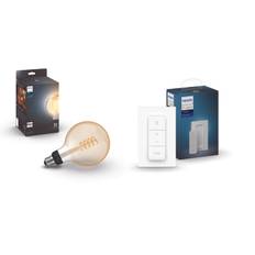 Philips Hue - E27 Filament G125 -  White Ambiance & Dimmer Switch - Bundle