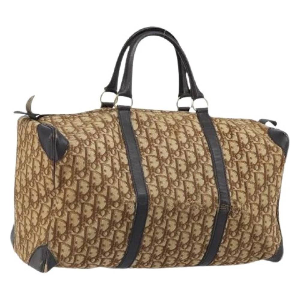 Dior Vintage Pre-owned Trotter Canvas Boston Taske - Vintage - Dame - Beige - ONE SIZE - Uld