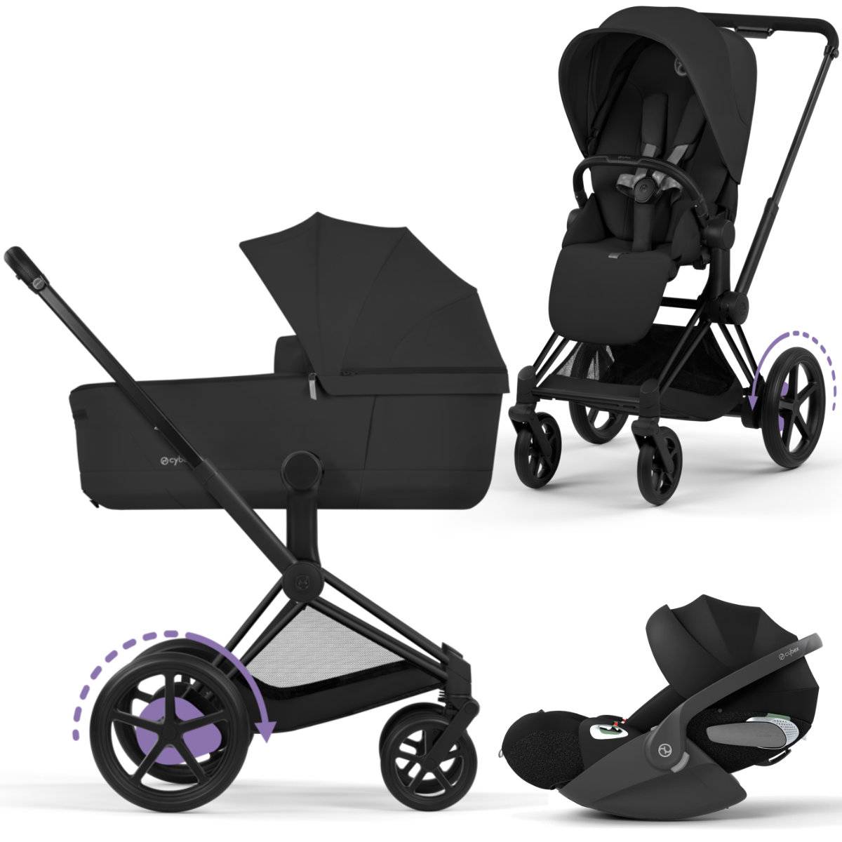 Cybex e-Priam 5 Comfort Stroller Set 3 in 1 incl. Cloud T i-Size - Black / Sepia Black