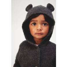 Baby - Grå Cardigan i boucléstrik med hætte - Size: 80 (9-12M) - H&M