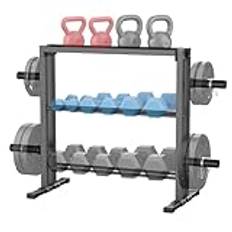 WINNOW Hantelställ, 3 nivåer vikter förvaringsställ för hantlar, viktplattor och kettlebells