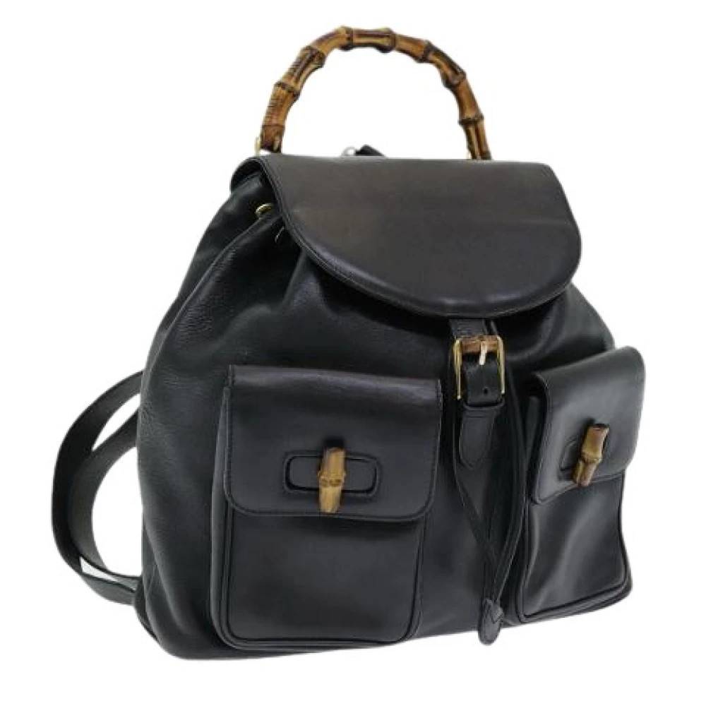 Gucci Vintage Pre-owned Laeder rygsaekke - Vintage - Dame - Sort - ONE SIZE - Tyl