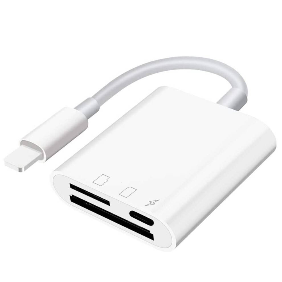Swift Sync-løsning, SD-kortadapter til iPhone og iPad, dobbelt slot til SD og Micro SD, universel kompatibilitet med Lightning- og USB-C-stik,