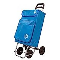 Amig - Shoppingvagn med 4 hjul med isolerat fack | solid shoppingvagn | vikbar stormarknad vagn | 22 x 40 x 106 cm | Max belastning. 15 kg | färg blå