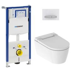 Geberit AquaClean Sela Wand-Dusch-WC weiß Komplett-SET mit Sigma50 Betätigungsplatte