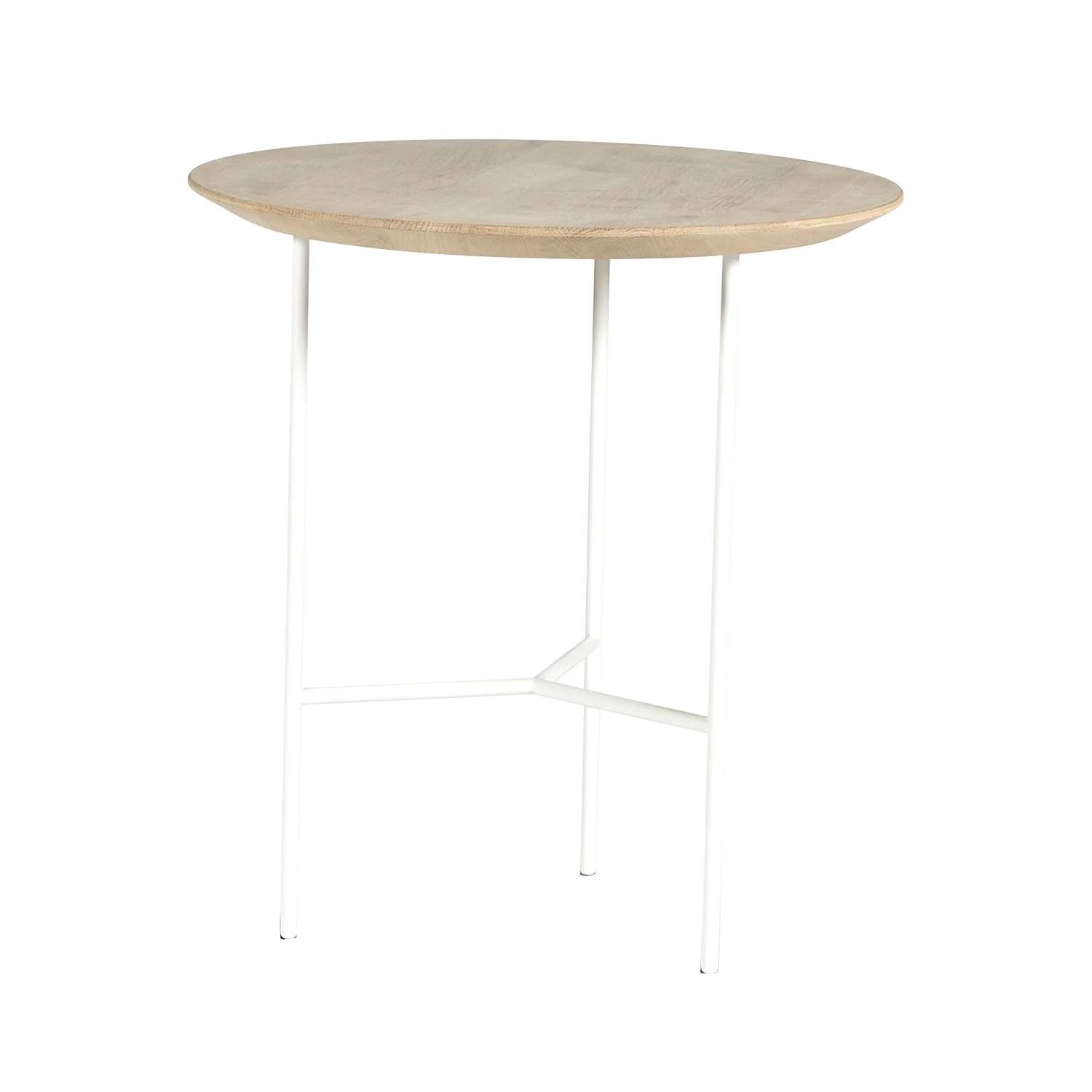 Tribeca sidobord såpad ek/vit Ø50 cm - Vit/Träfärgad