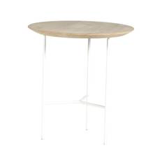Tribeca sidobord såpad ek/vit Ø50 cm - Vit/Träfärg