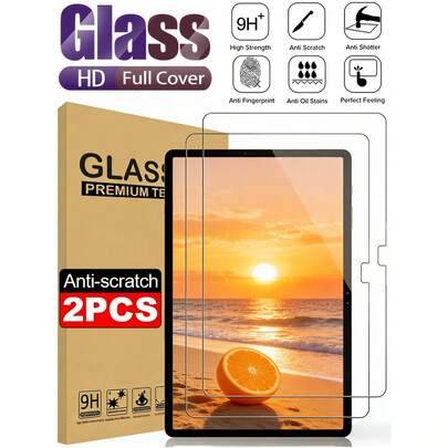 2 st. Ultra HD-skärmskydd i härdat glas för surfplattor, 9H-hårdhet, explosionssäker, reptålig, enkel att fästa, kompatibel med Galaxy Tab S9 S8 S9FE - Genomskinlig (Multi-size)