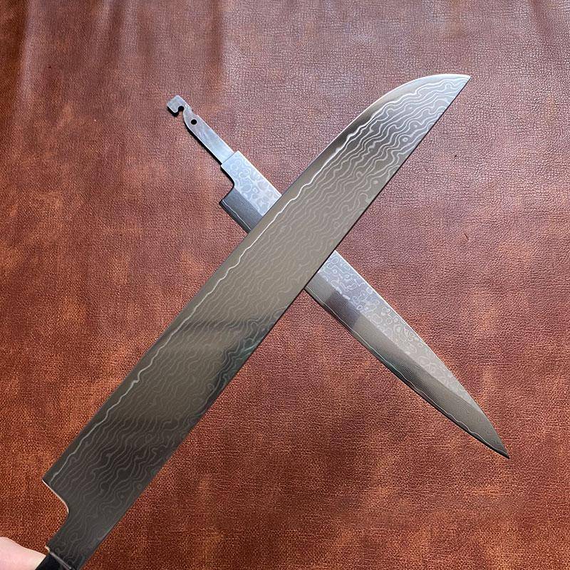 Gör-det-själv Kniv Enskärig Blad Utan Handtag Damaskus VG10 Stål Vass Kock Yxa Skivning Sushi Yanagiba Japansk Kökskniv