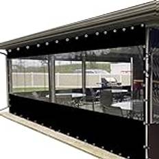 Utomhus uteplats lusthus pergola gardiner vattentät presenning paviljong balkong gardiner svart 3 x 2 m anpassningsbar PVC transparent med perforeringar