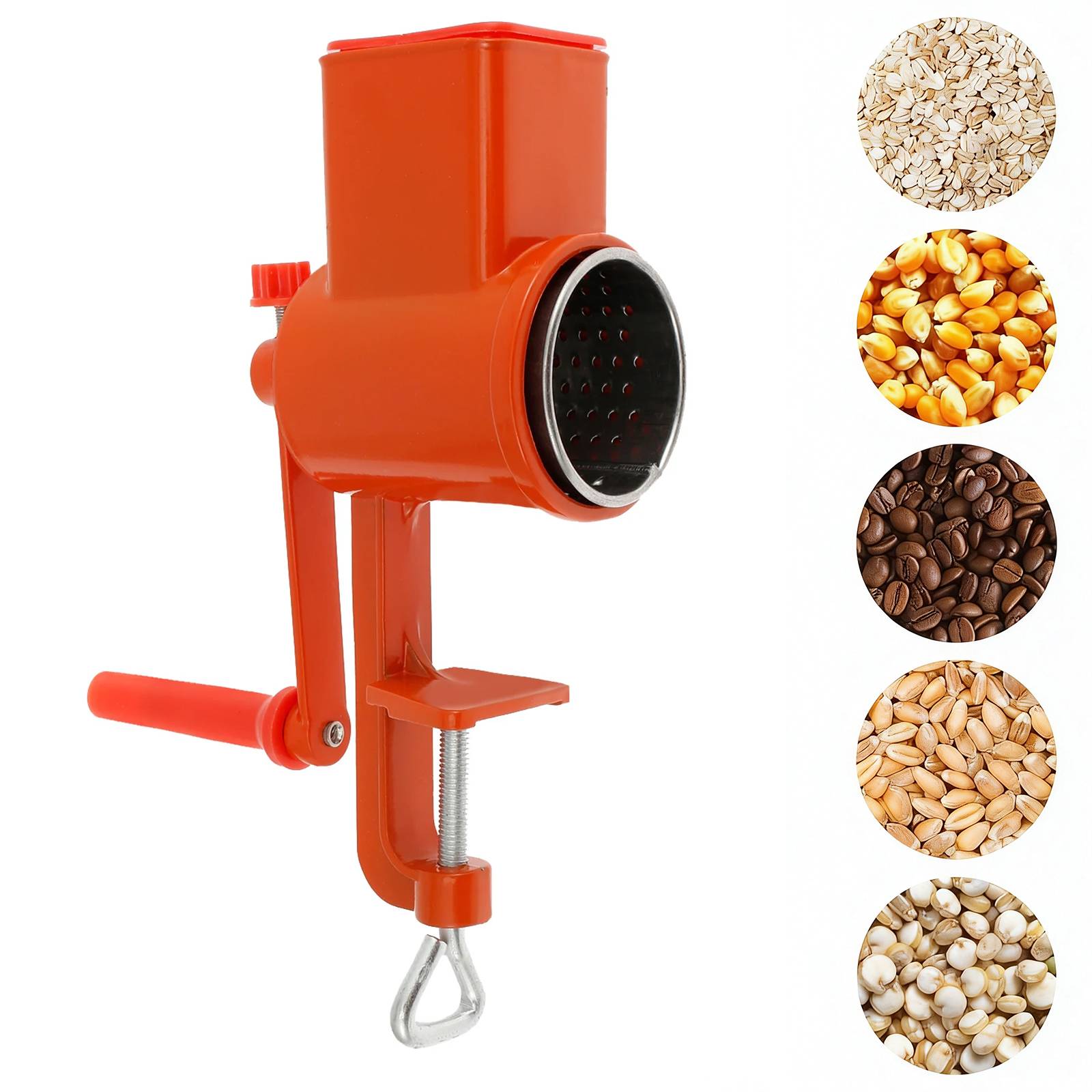 Hand Crank Grain Mill with Table Clamp Rustproof Manual Food Grinder with Blades for Home Kitchen Commercial Grinding Nut