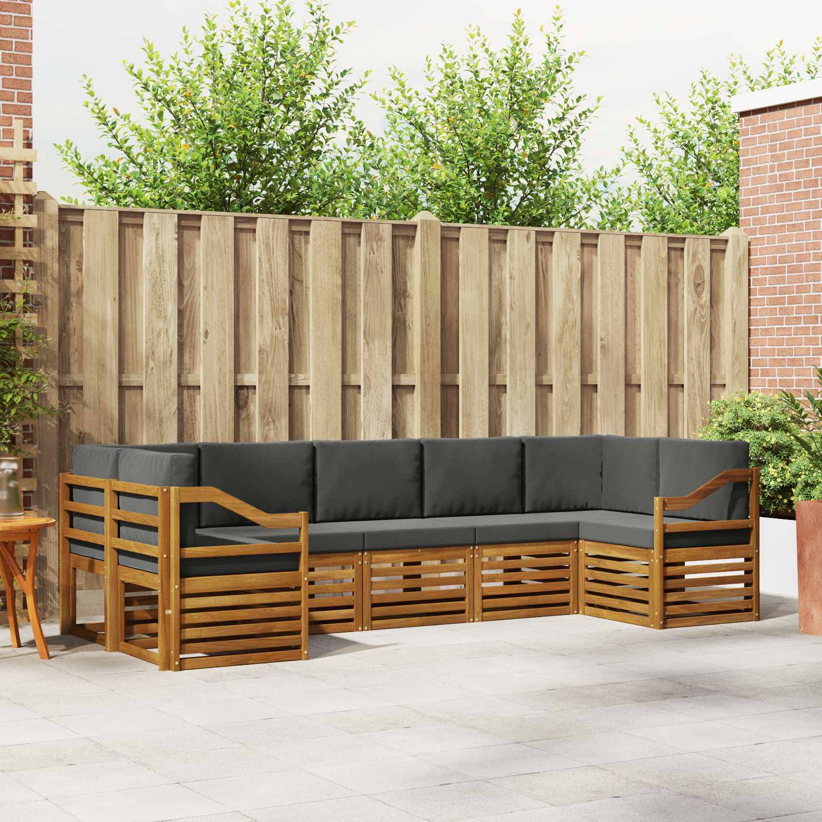 vidaXL Sektionalsofa sæt med pude 7 pcs Naturlig og Antracit