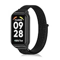 ZoRoll Armband kompatibelt med Xiaomi Smart Band 8 Active/Xiaomi Redmi Smart Band 2, Nylonarmband med Kardborreband kompatibelt med Xiaomi Redmi Smart Band 2/Band 8 Active - Svart, Xiaomi Redmi Smart