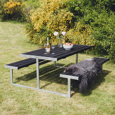 Picknickbord Loke Svart Galvaniserad ram utan rygg 180 x 185 cm HORTUS