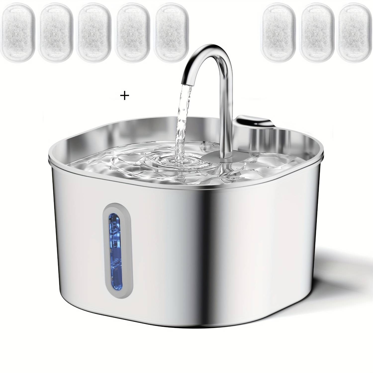 TEMU 2.2l Stainless Steel Cat Water Fountain Automatic Pet Water Dispenser Accessories Drinking Fountain Dog Bowl No 5v 1a Usb Plug
