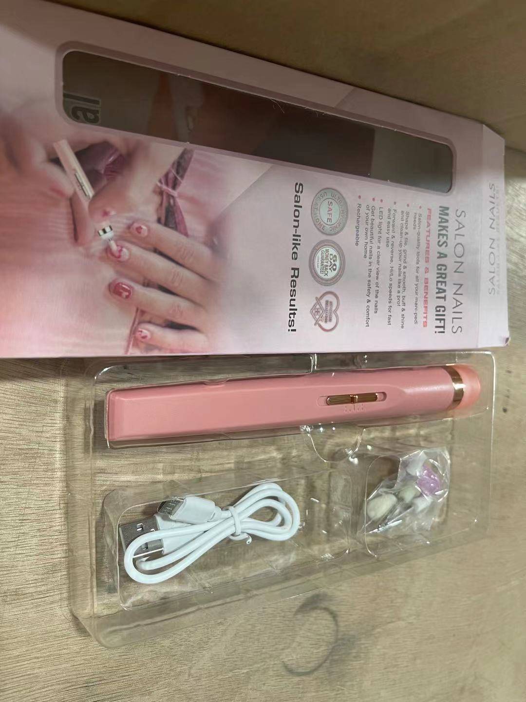Cross-border Nail Piercing Device Electric Nail Trimmer Five-in-one Nail Polishing Machine Nail File Flawless Nail Polish - Dark Pink