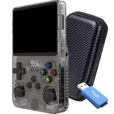 R36S Retro bärbar konsol med 15 000 spel +25 64 GB emulatorer - Mini bärbar konsol, konsoler: PS1, PSP, N64, NDS... 3,5" HD IPS 640 x 480-4 Core 1,6 GHz och 1 GB RAM (svart)