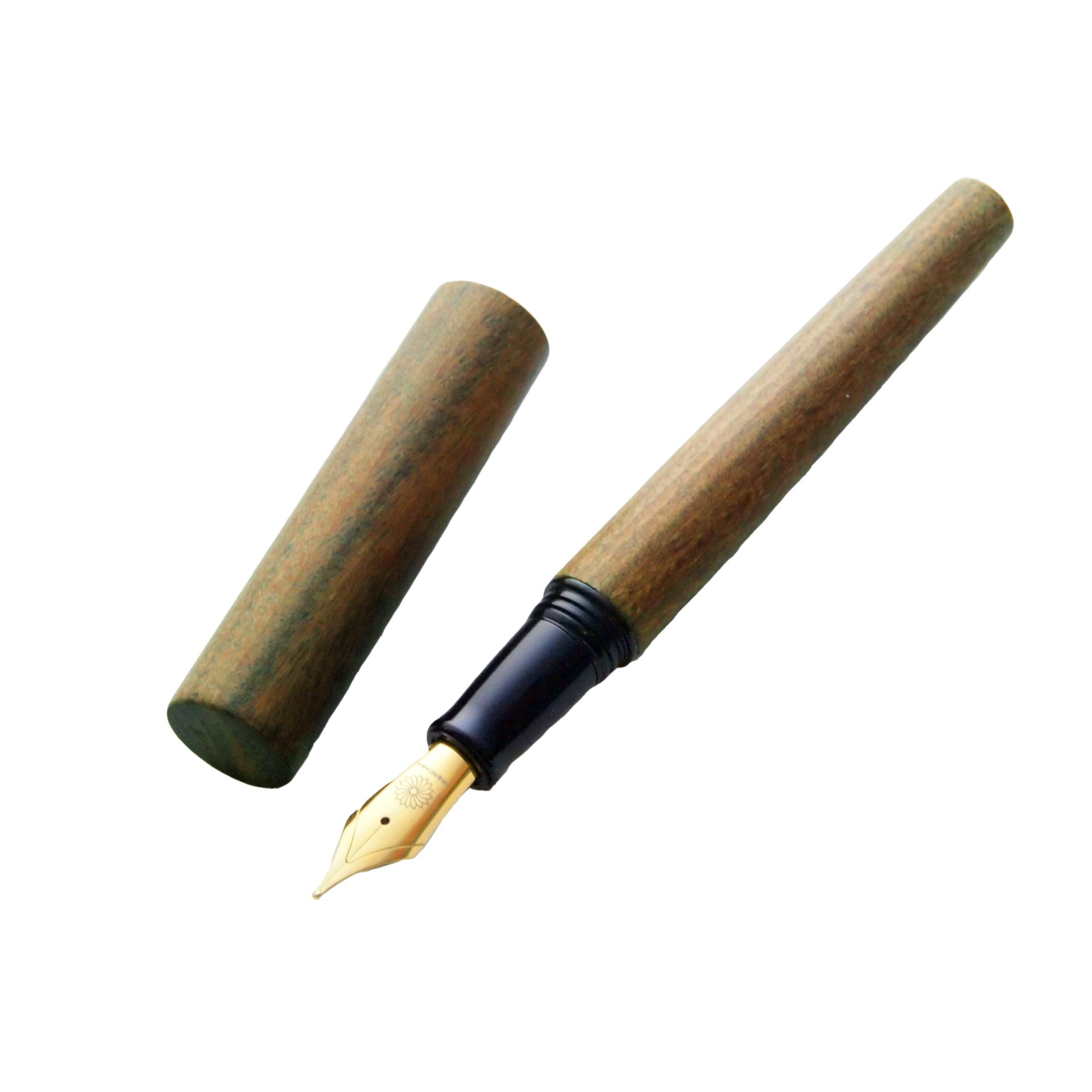 WANCHER Verawood Fountain Sekaiju Fountain Wooden Barrel Selected from the Finest Woods Bold Nib Pen, Pen, World's [WANCHER] (B (Gold Plated))