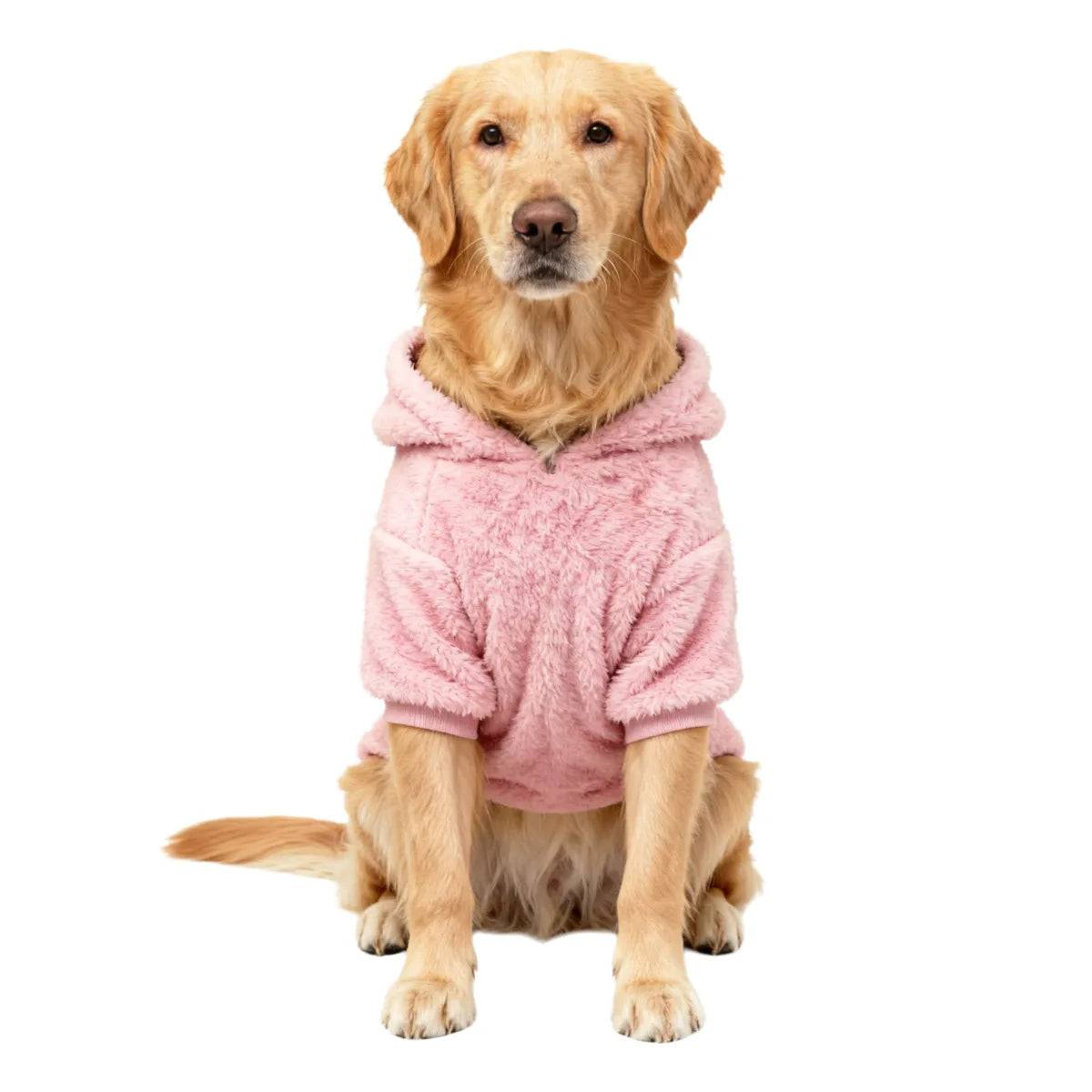 Plush Fleece Dog Hoodie | Soft Warm Winter Outdoor Coat for Medium & Large Dogs - Pink / XL (XL)