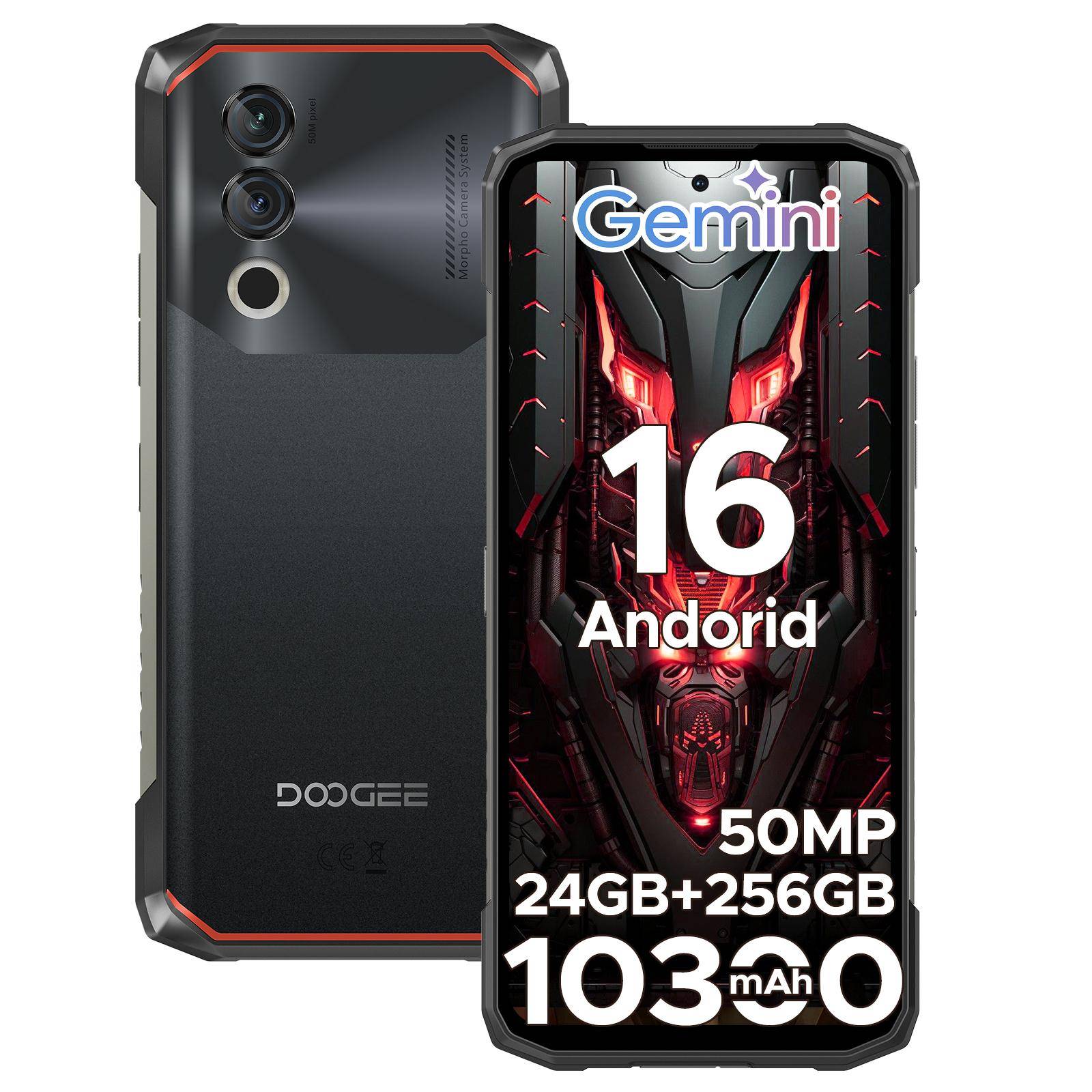 DOOGEE Blade 10 Power Rugged Smartphone, Android 16 10300mAh&18W Flash Charging, 24GB+256GB/2TB, Octa Core, 50MP Camera, 6.6 inch, 3 Cards Slots svart