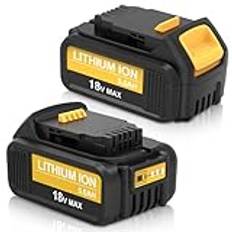 2 st Goodexo 5 000 mAh ersättning för Dewalt batteri 18V 5ah DCB184 DCB180 DCB181 DCB182 DCB200 DCB201 DCB204 för Dewalt 18V batteri med LED-indikator