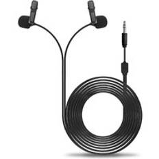 Sairen 6m trrs splitter kabel intervju mikrofon lavalier lapel mikrofon röstinspelning mikrofon för iphone android telefon dslr - Svart dubbelt huvud