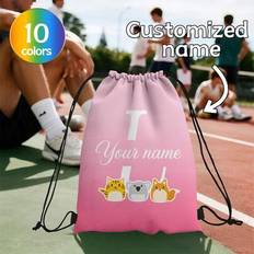 1pc Customized Personalized Name Drawstring Backpack, Customized Initial And Name Drawstring Backpack, Cartoon Element Design, Exclusive Travel Bag, L - Multicolor - L,M,S
